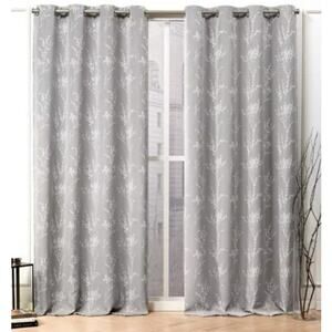Turion Floral Room Darkening Blackout Grommet Top Curtain Panels Gray (2)